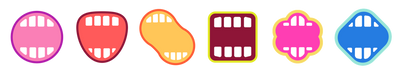 Graphic of mouths in a row with colorful backgrounds